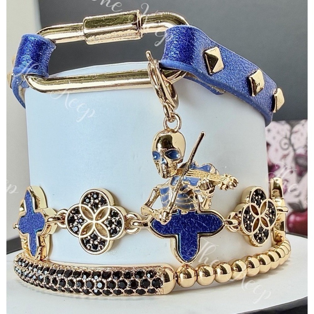 Bomb Party Halloween 26 Stack ST15990 The Skeleton Symphony Gold Blue Bracelet